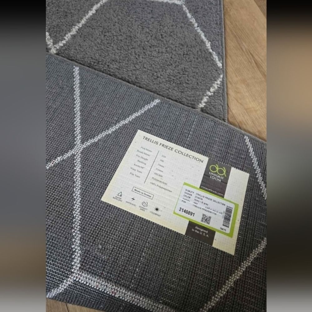 Geometric Gray Area Rug Runner Home Area House Run Long Carpet - Picture 4 of 11